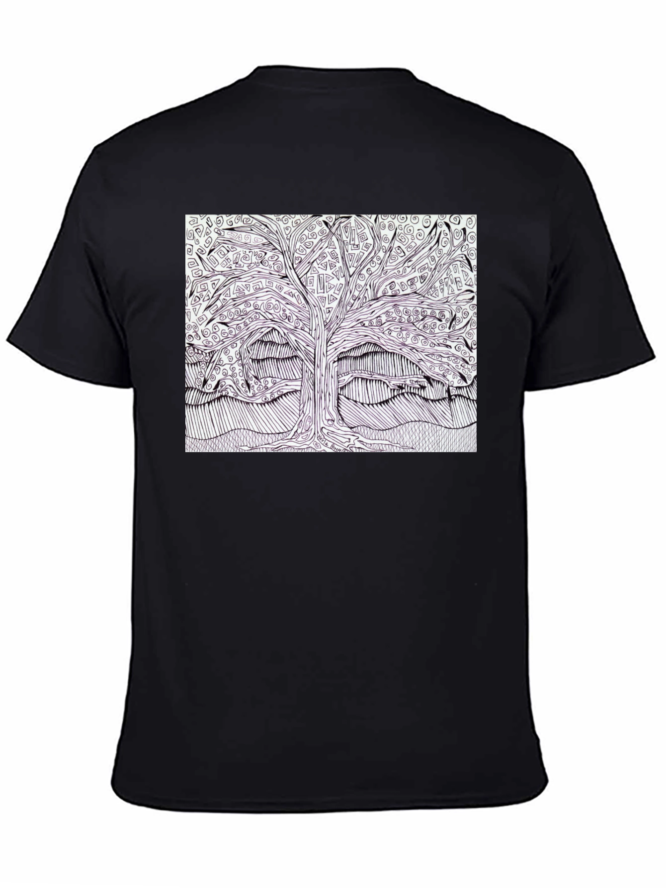Abstract Tree Graphic Tee - Black