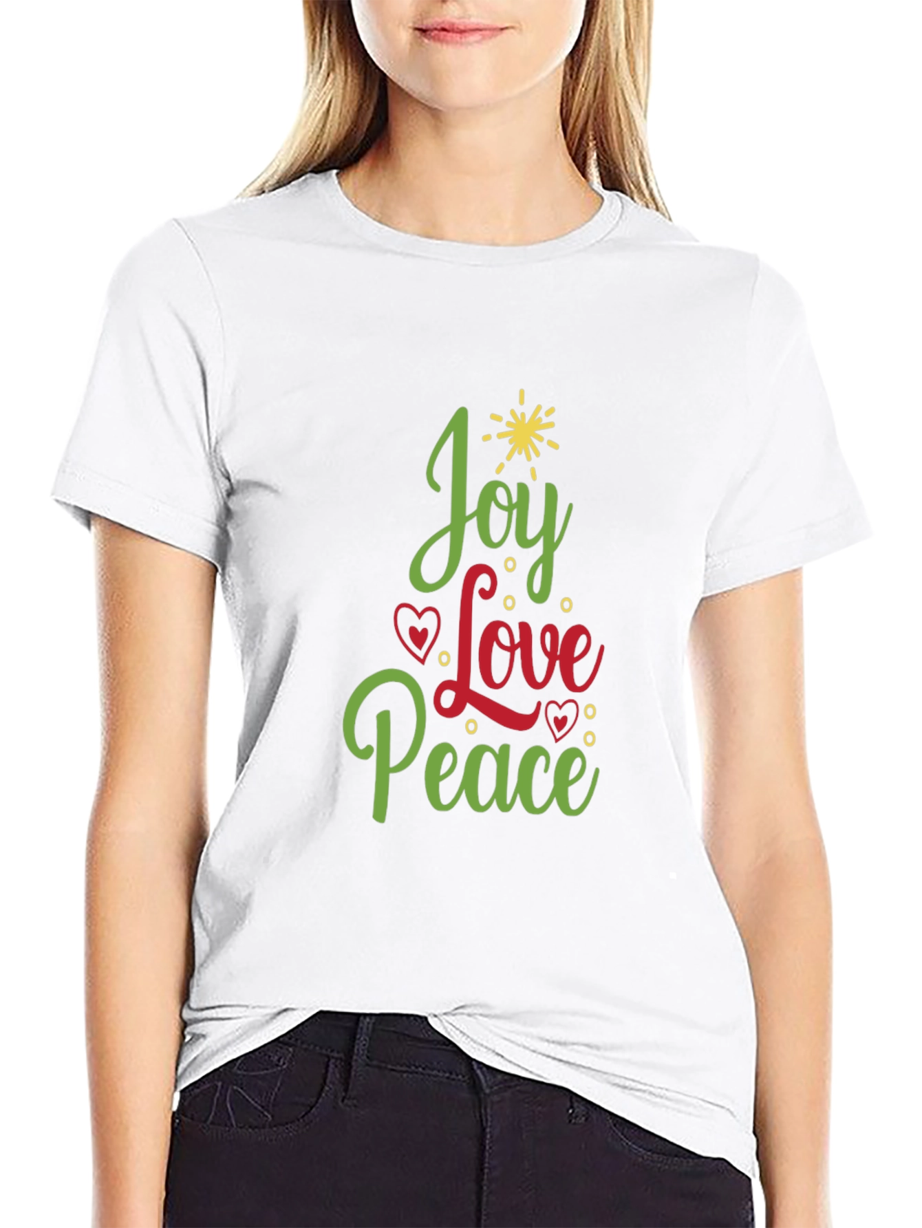 Joy Love Peace Christmas Tree Holiday Graphic Tee