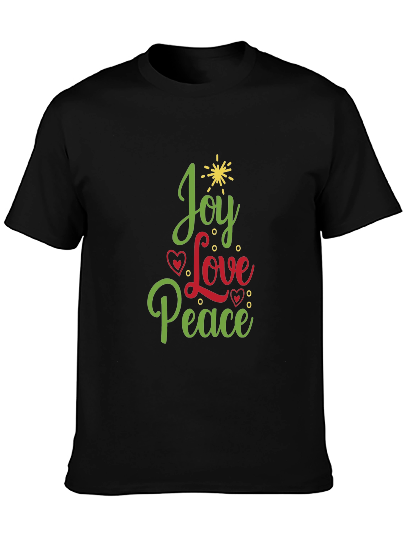 Joy Love Peace Christmas Tree Holiday Graphic Tee