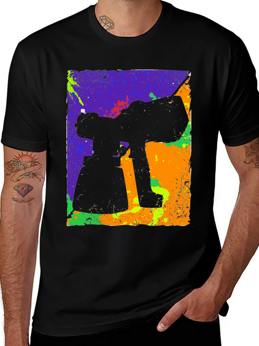 Paint Spray Gun Graphic Tee - Bold & Colorful