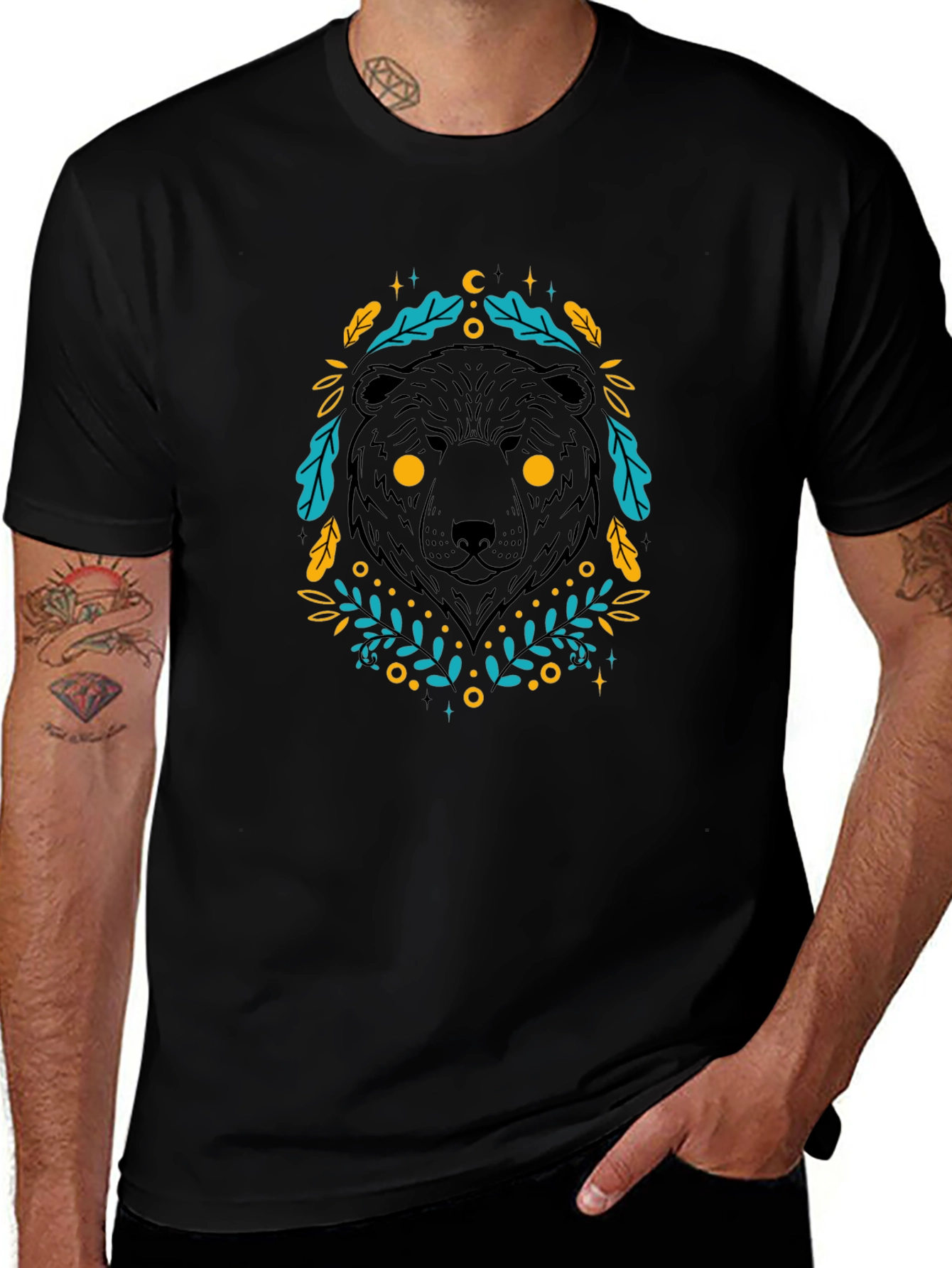 Mystic Bear Graphic Tee - Black Cotton