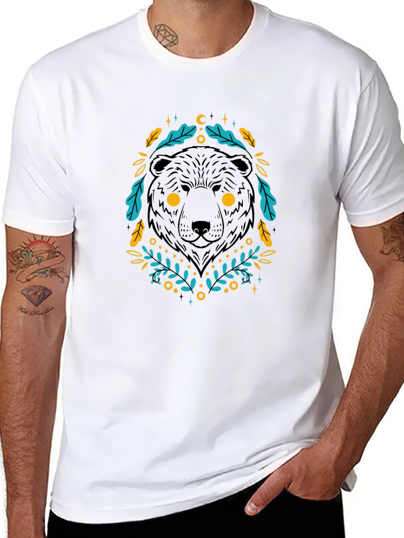 Mystic Bear Graphic Tee - Black Cotton