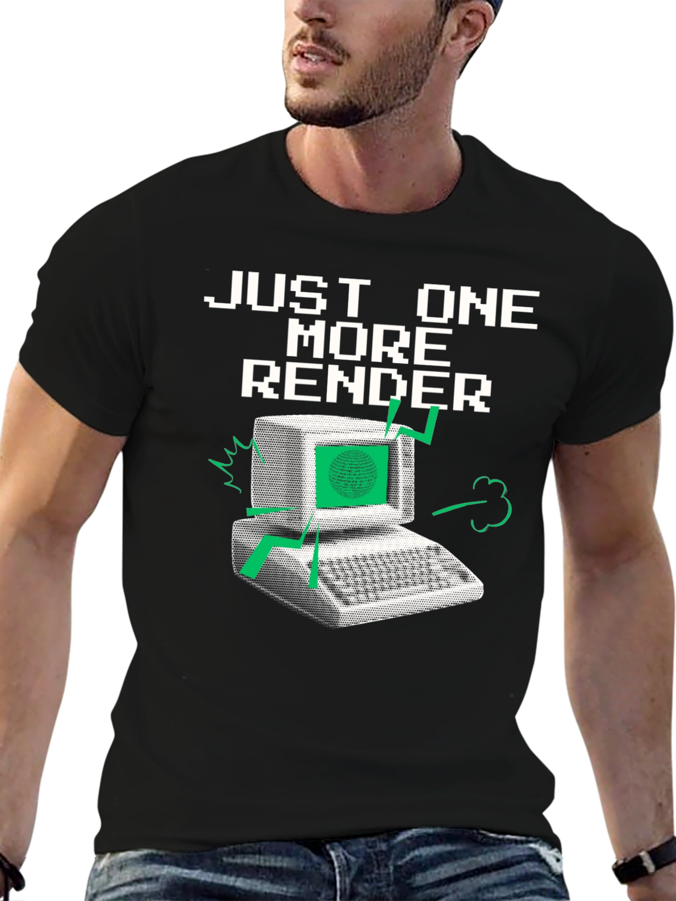 Just One More Render Black Graphic T-Shirt