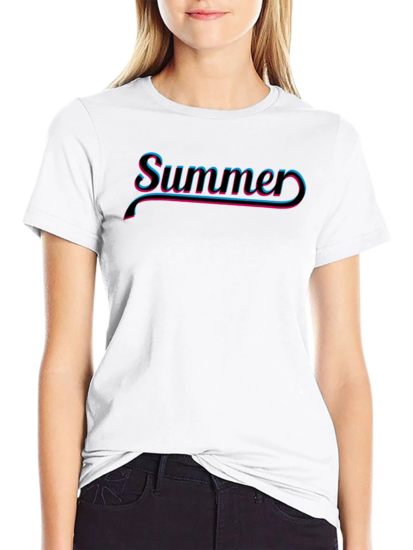 Summer Retro Style Graphic Tee - Black
