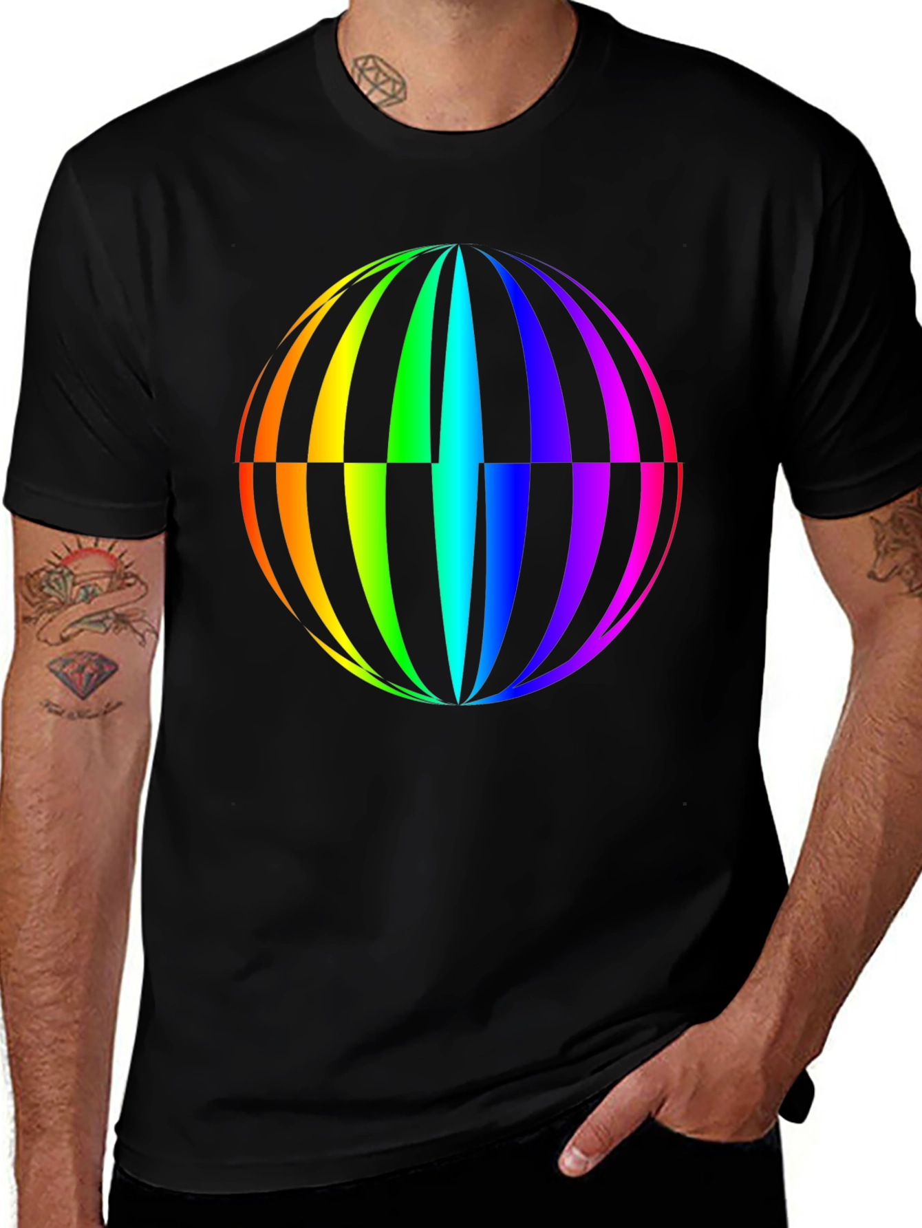 Rainbow Globe Graphic T-Shirt - Vivid Design