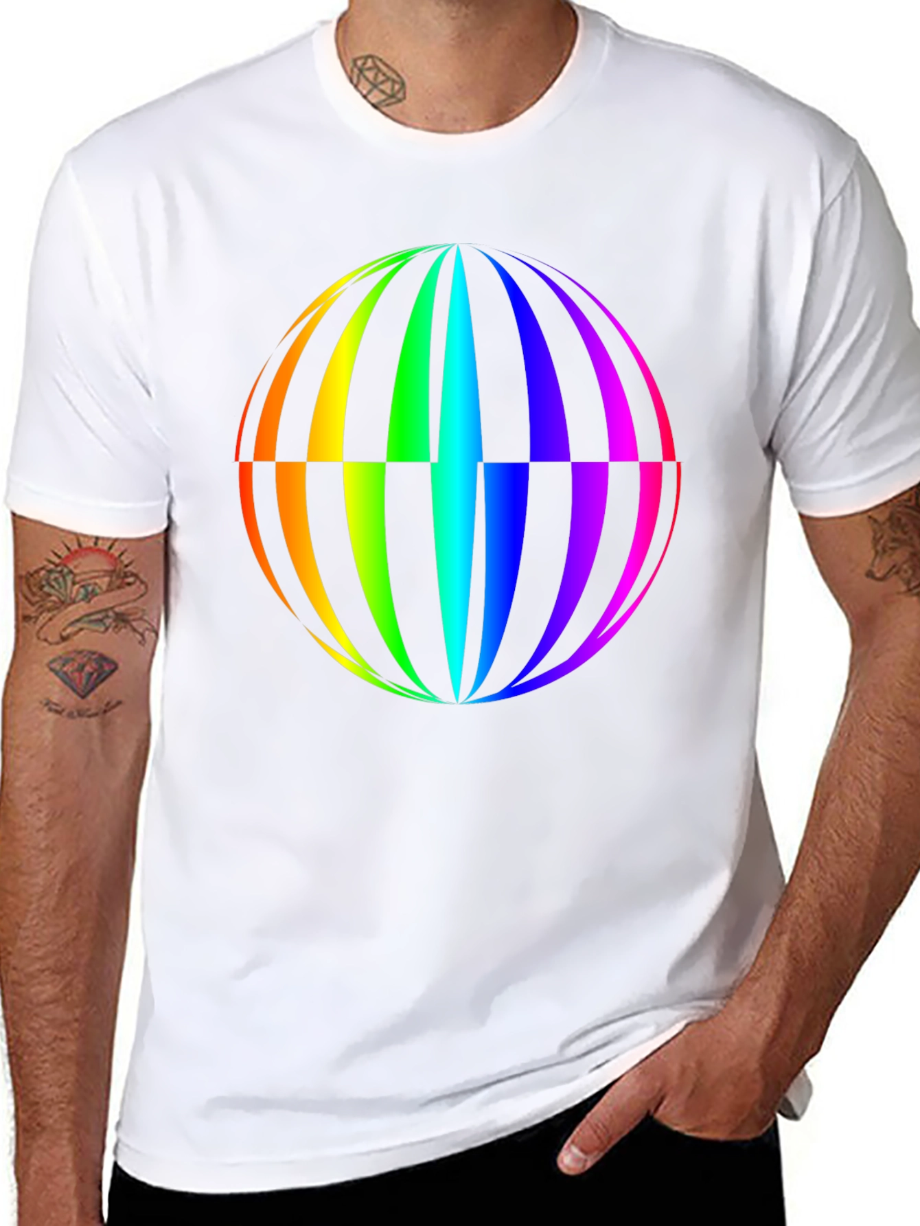 Rainbow Globe Graphic T-Shirt - Vivid Design