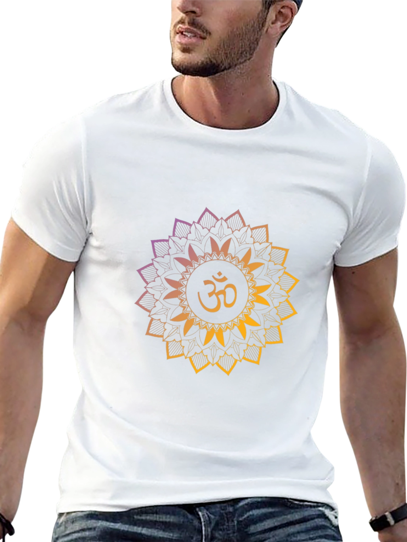 Om Mandala Graphic Tee - Black Cotton Comfort
