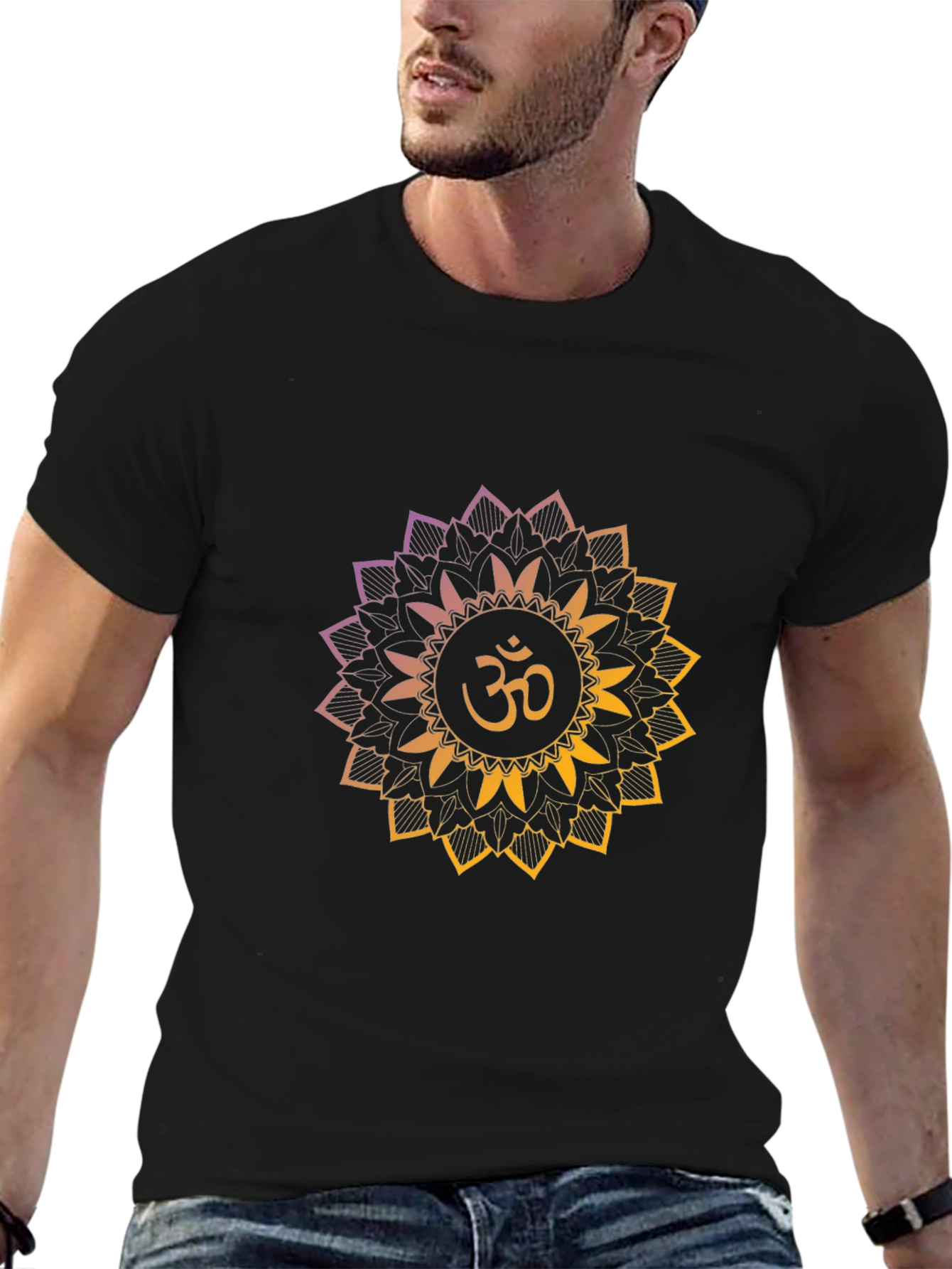 Om Mandala Graphic Tee - Black Cotton Comfort