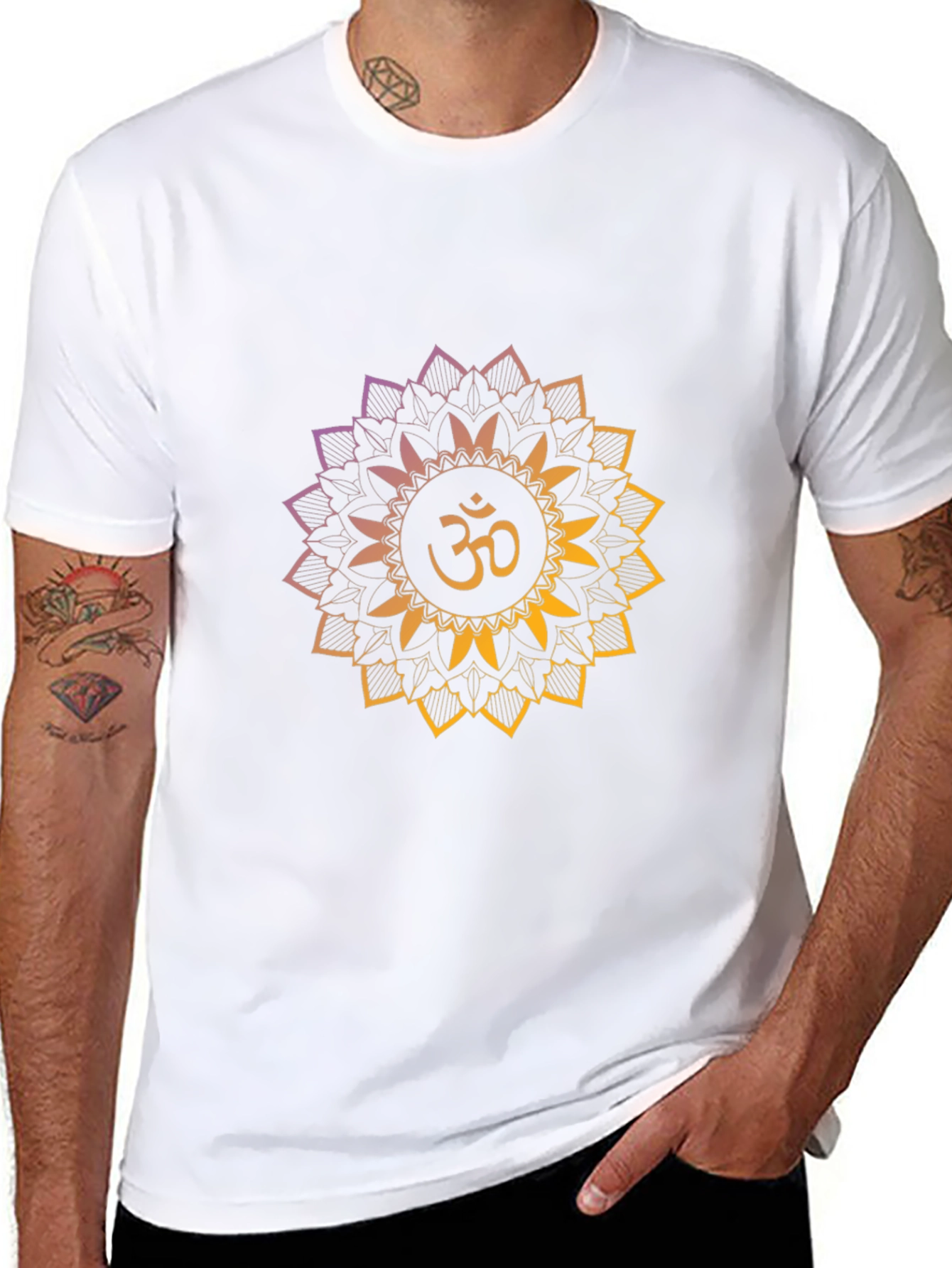 Om Mandala Graphic Tee - Black Cotton Comfort