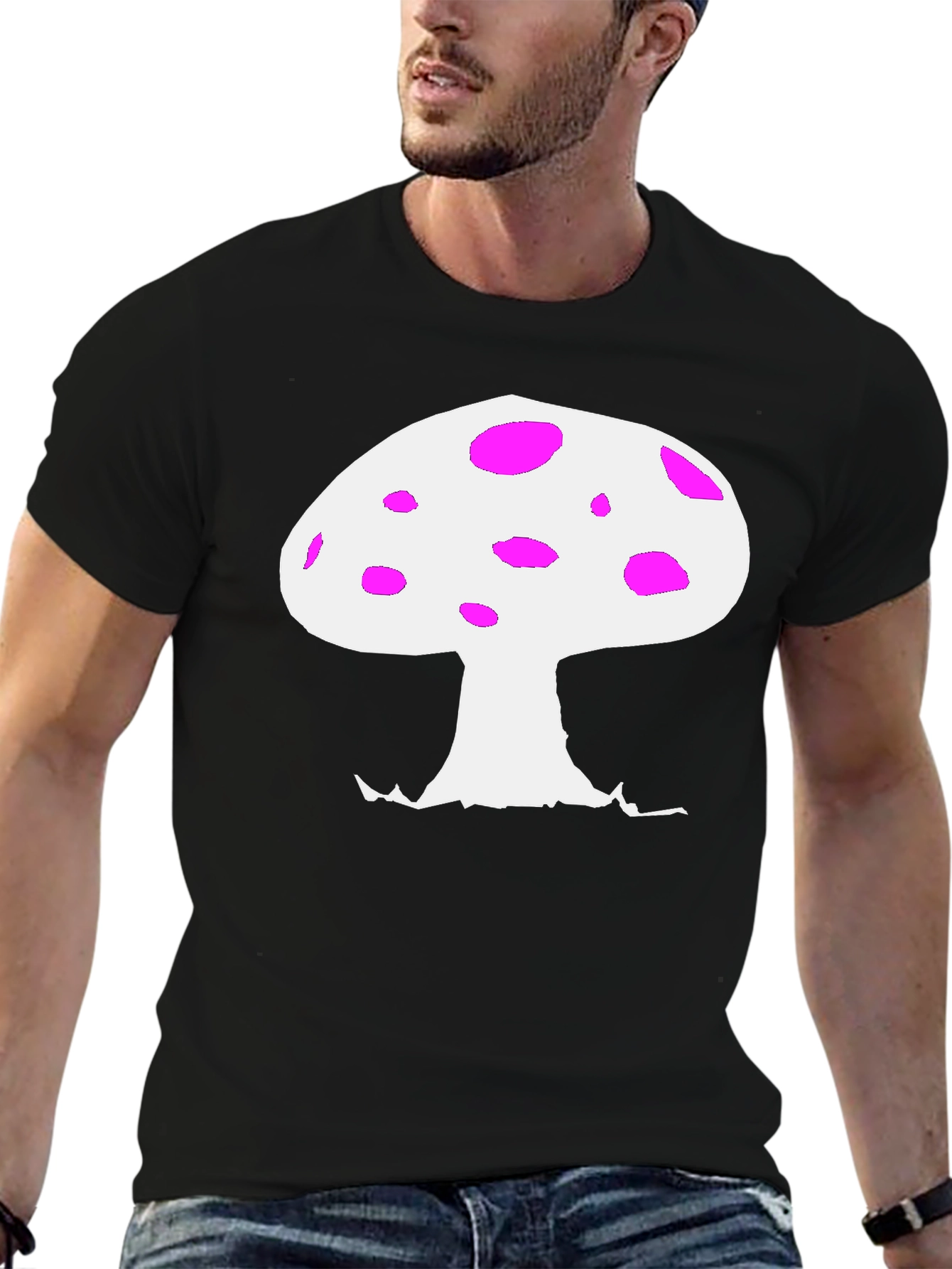 Mushroom Graphic Tee - Black Casual Shirt