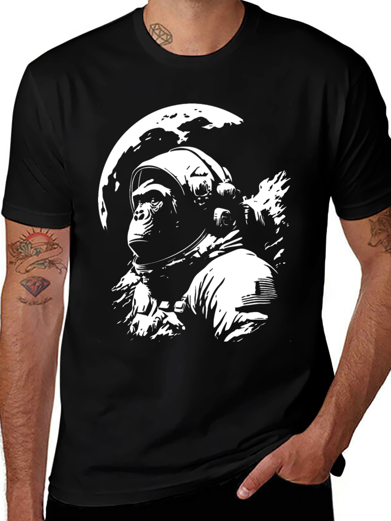 Astronaut Ape Black T-Shirt