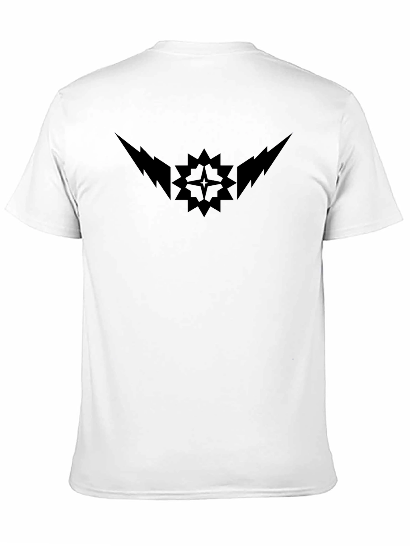 Black T-Shirt with Geometric Lightning Design