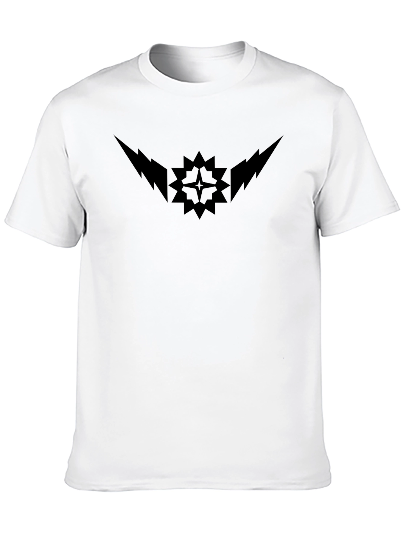 Black T-Shirt with Geometric Lightning Design