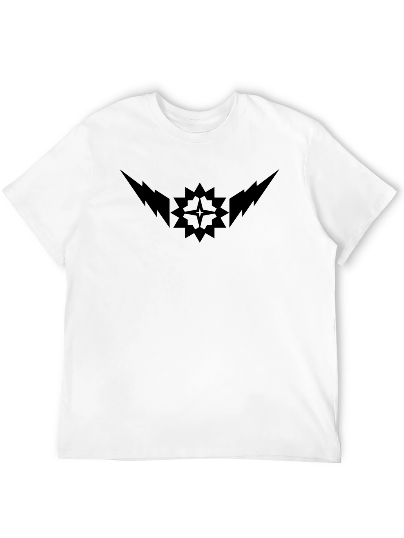 Black T-Shirt with Geometric Lightning Design