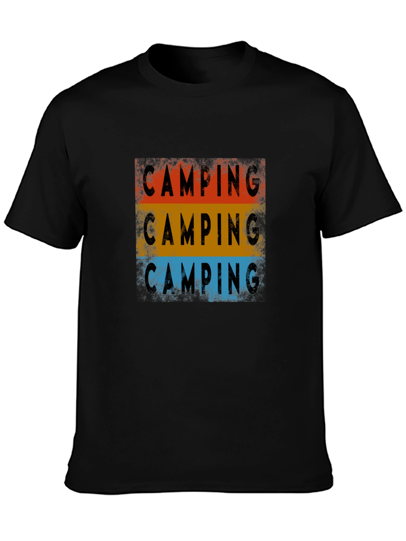 Camping Graphic Tee - Retro Style Black T-Shirt