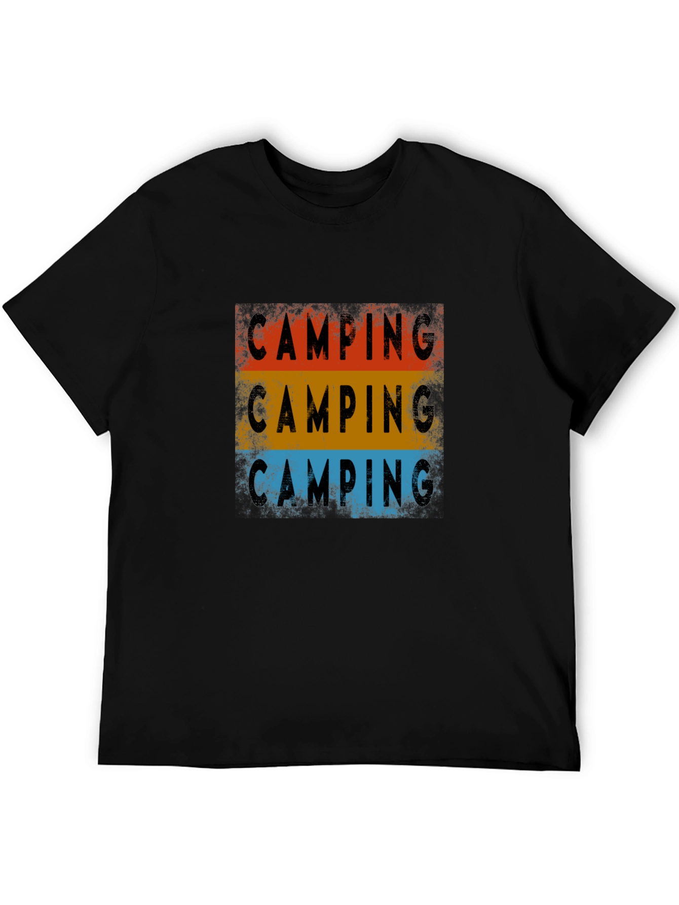 Camping Graphic Tee - Retro Style Black T-Shirt