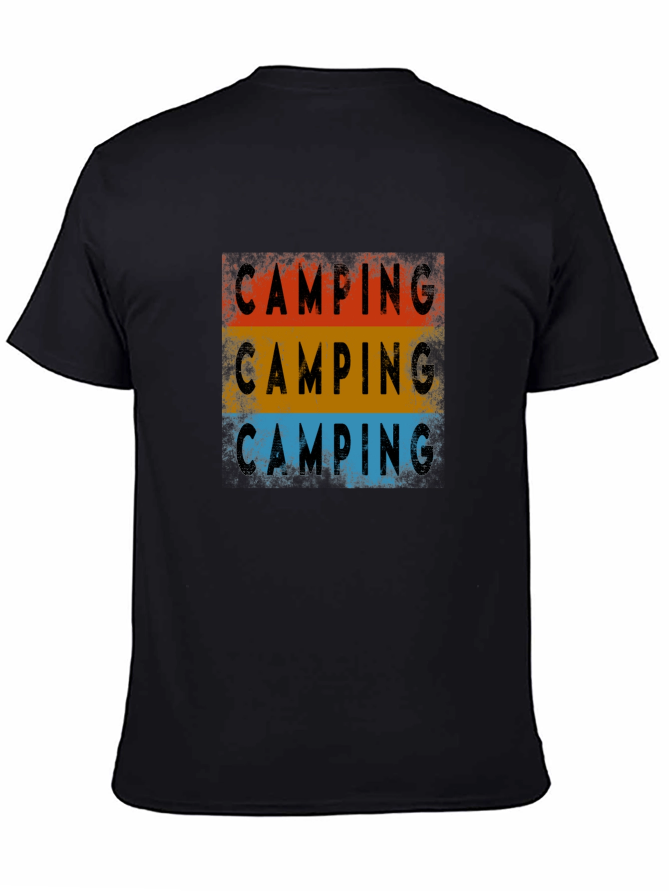 Camping Graphic Tee - Retro Style Black T-Shirt