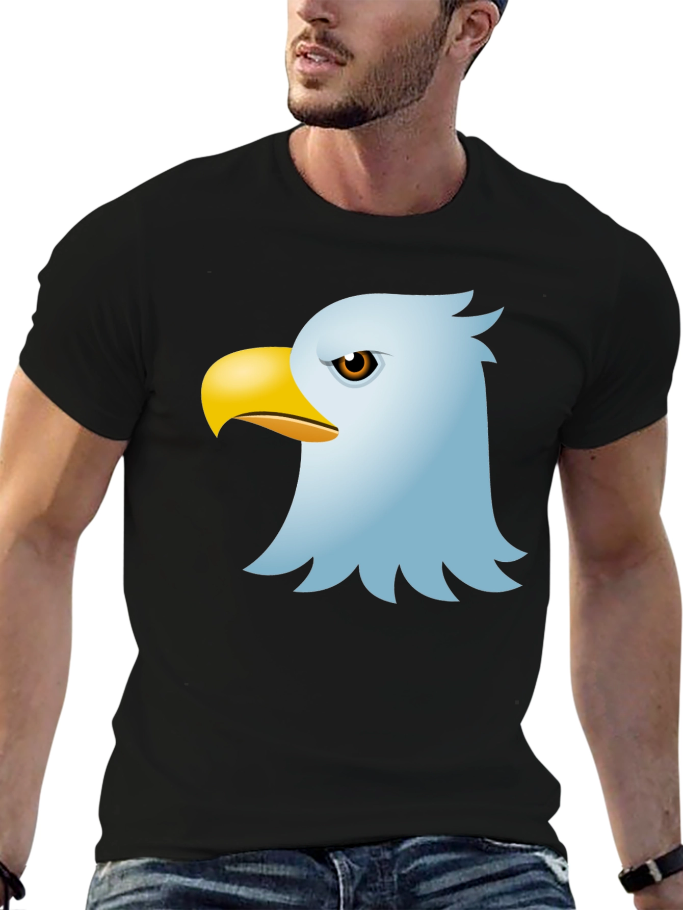 Cool Eagle Graphic Tee - Black Cotton Blend