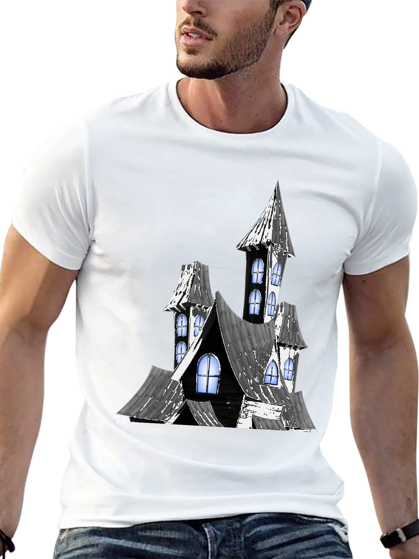 Spooky Mansion Graphic Tee - Halloween Ready