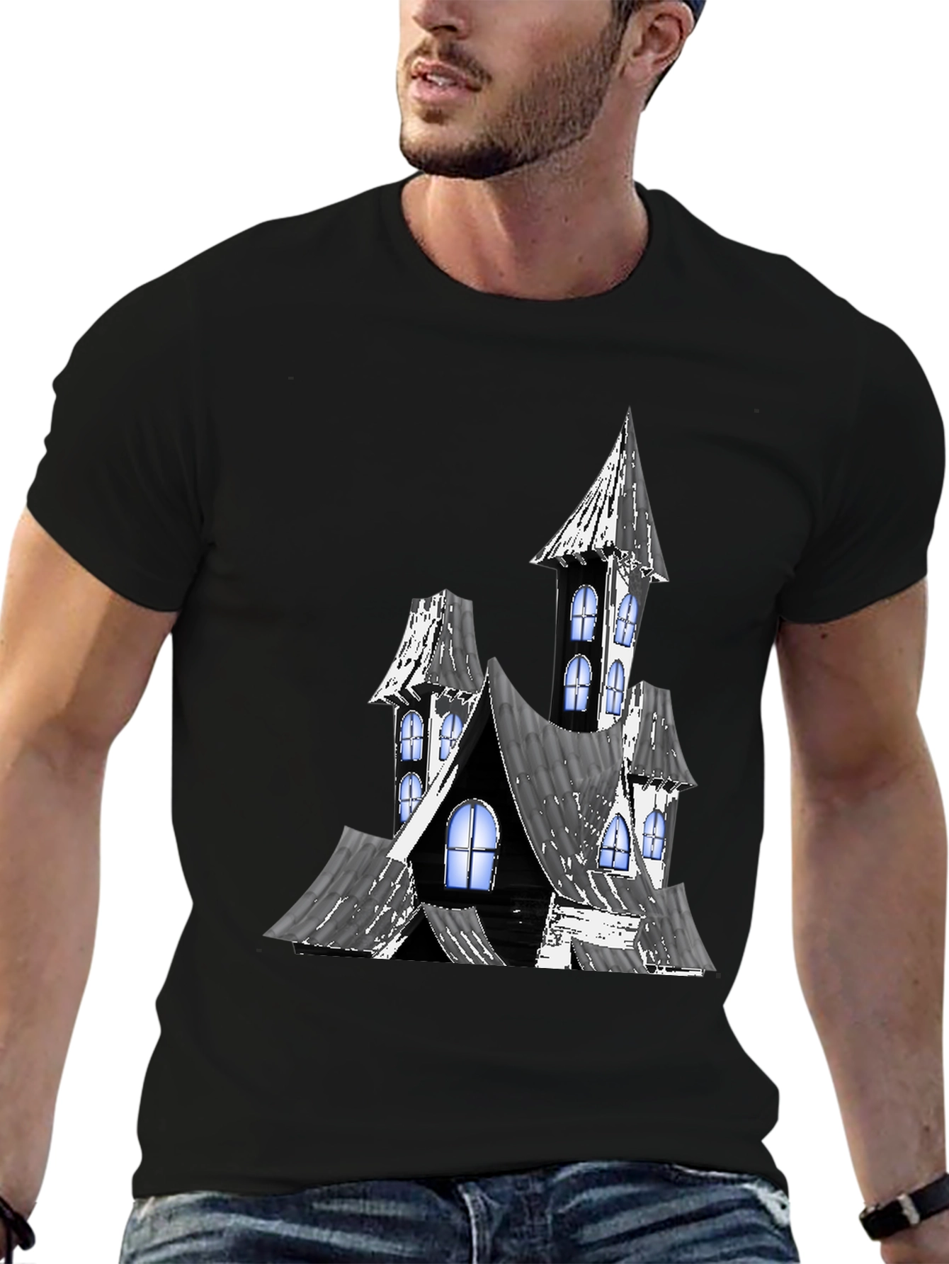 Spooky Mansion Graphic Tee - Halloween Ready