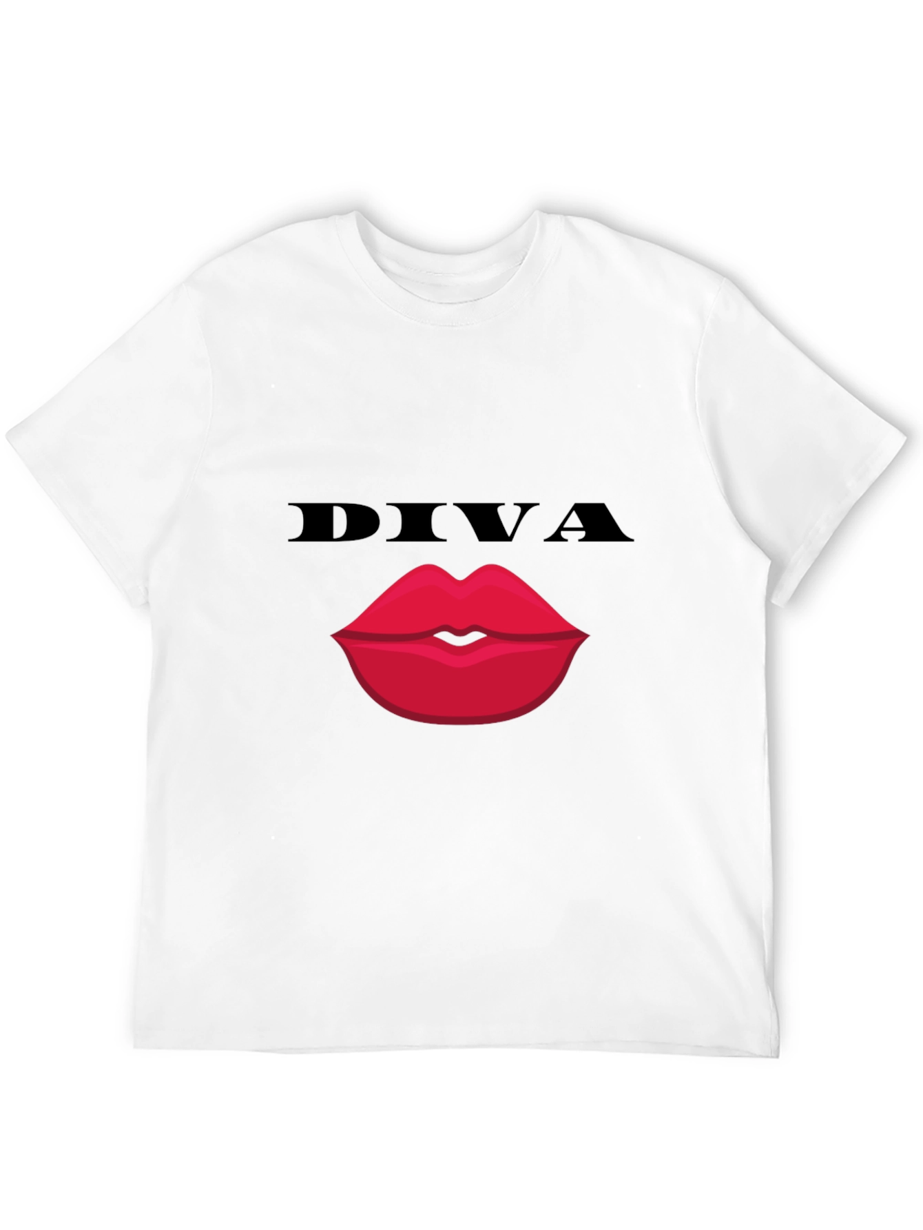 Diva Lips Graphic Tee - Bold Black Cotton T-Shirt