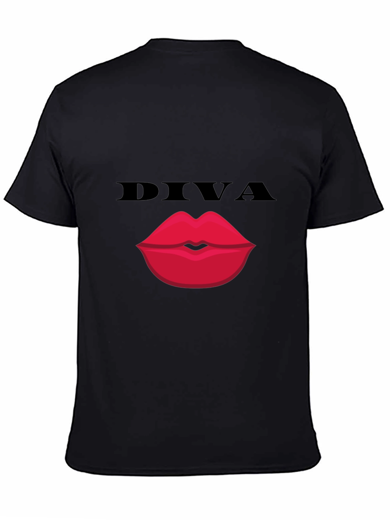 Diva Lips Graphic Tee - Bold Black Cotton T-Shirt