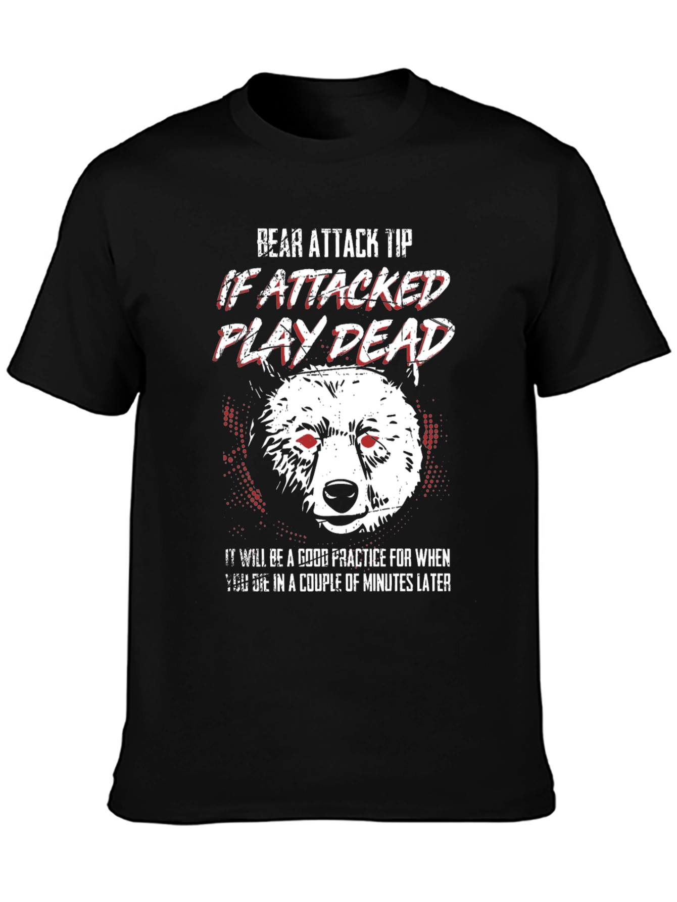 Bear Attack Funny Mens Black T-Shirt
