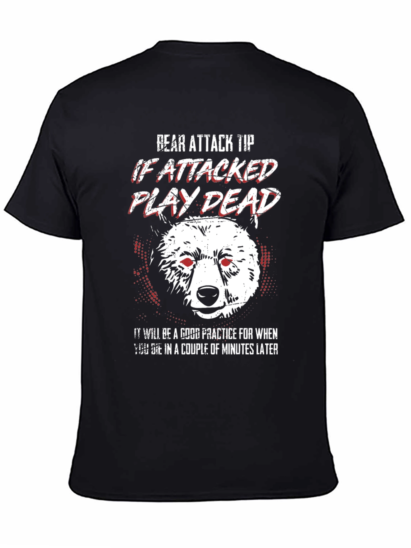 Bear Attack Funny Mens Black T-Shirt
