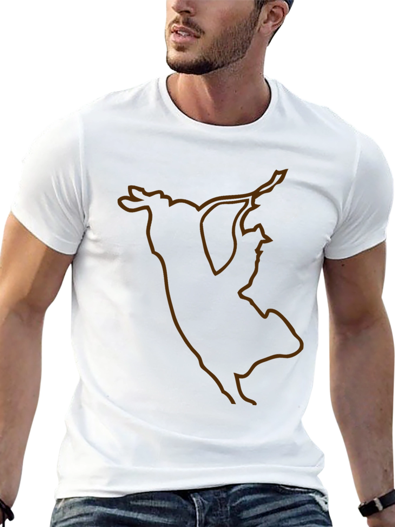 Unique Bull Silhouette Graphic Tee - Black
