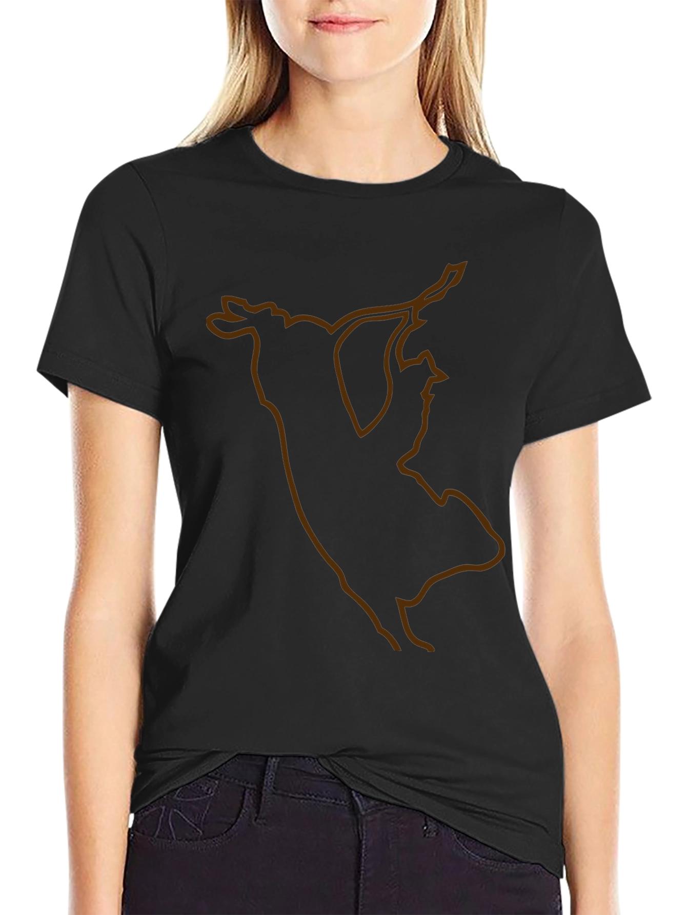 Unique Bull Silhouette Graphic Tee - Black