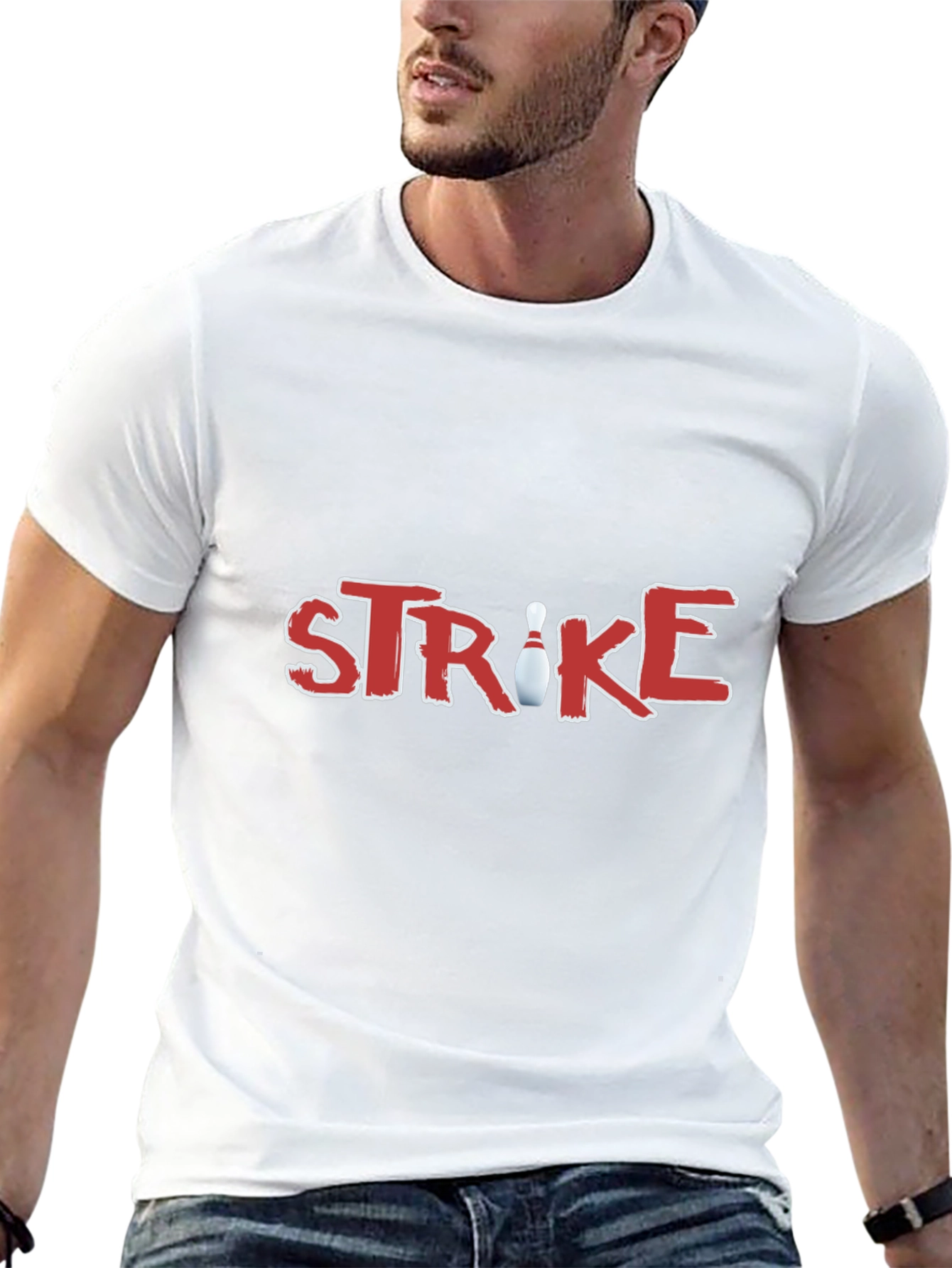 Strike Bowling T-Shirt - Red Graphic Print
