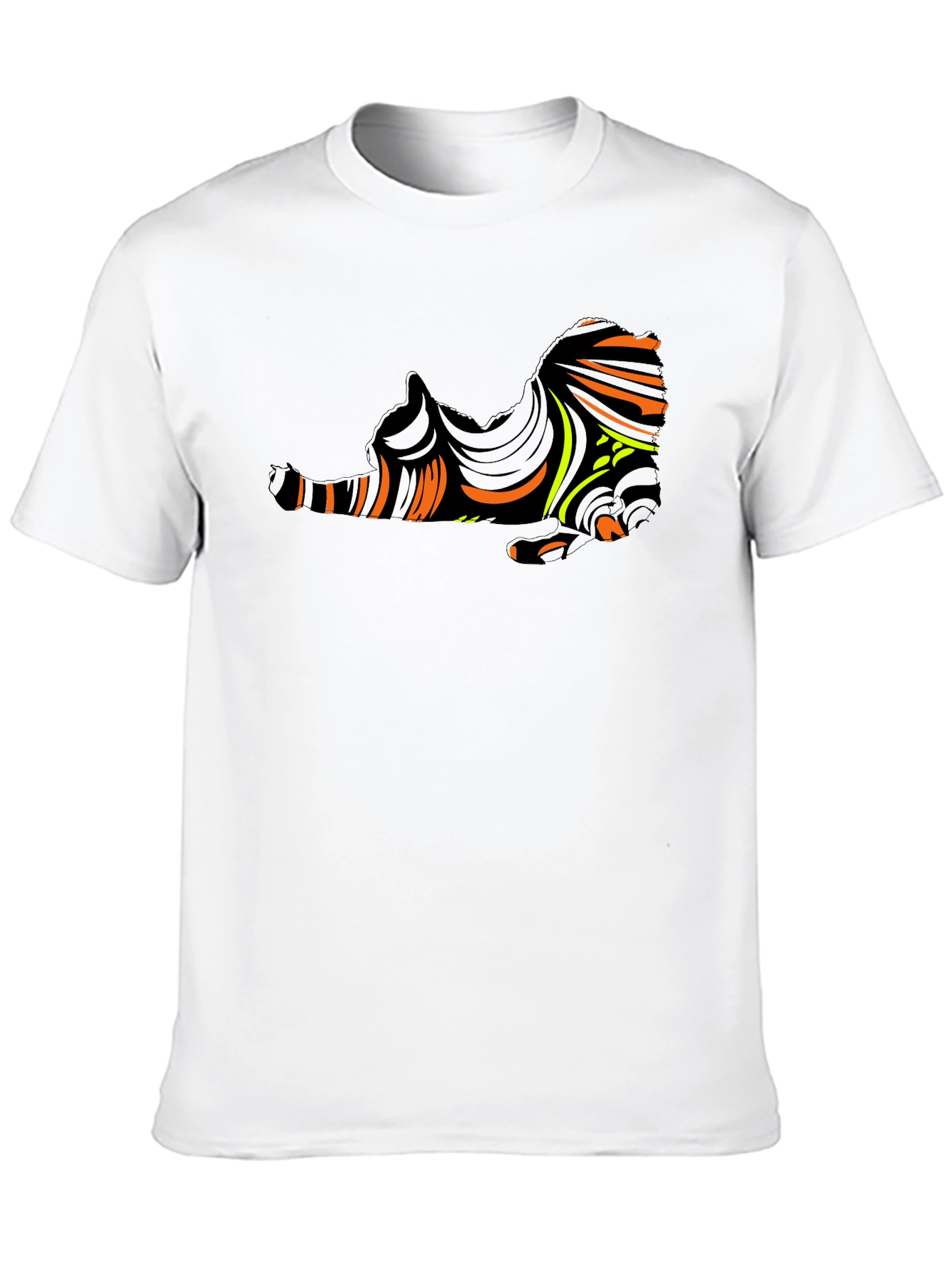 Abstract Cat Graphic Black T-Shirt