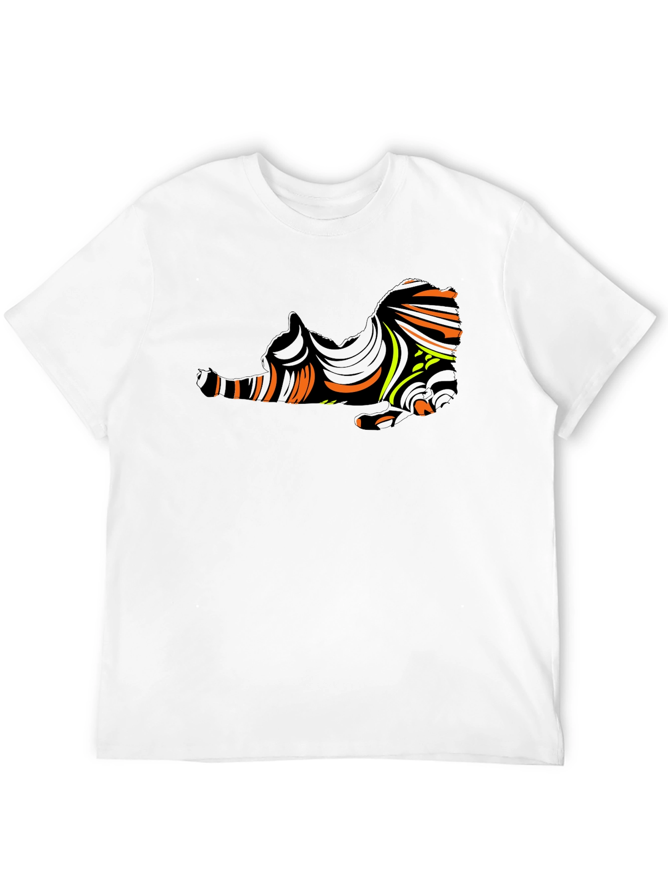 Abstract Cat Graphic Black T-Shirt