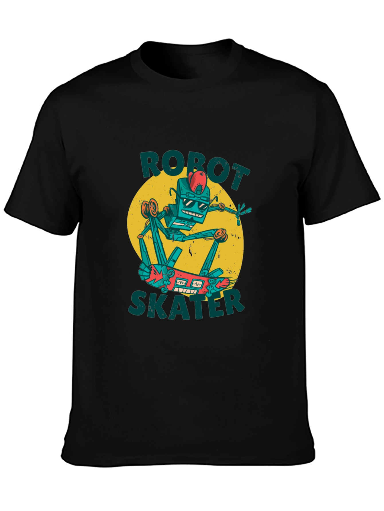 Robot Skater Graphic Tee - Cool Design