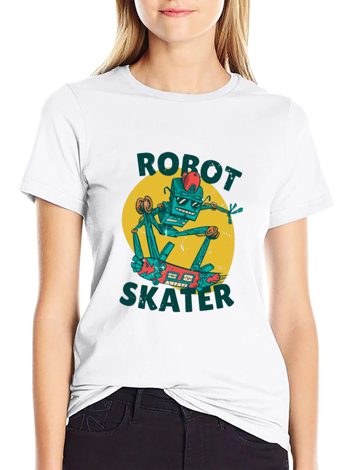 Robot Skater Graphic Tee - Cool Design
