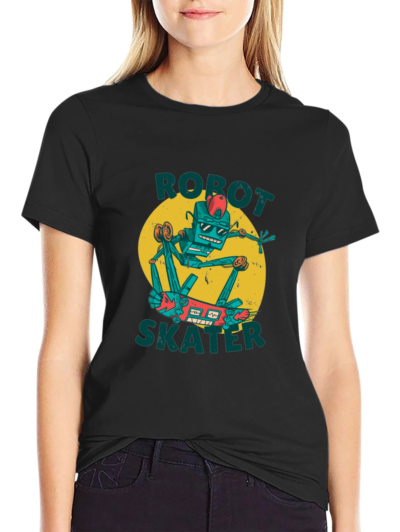 Robot Skater Graphic Tee - Cool Design