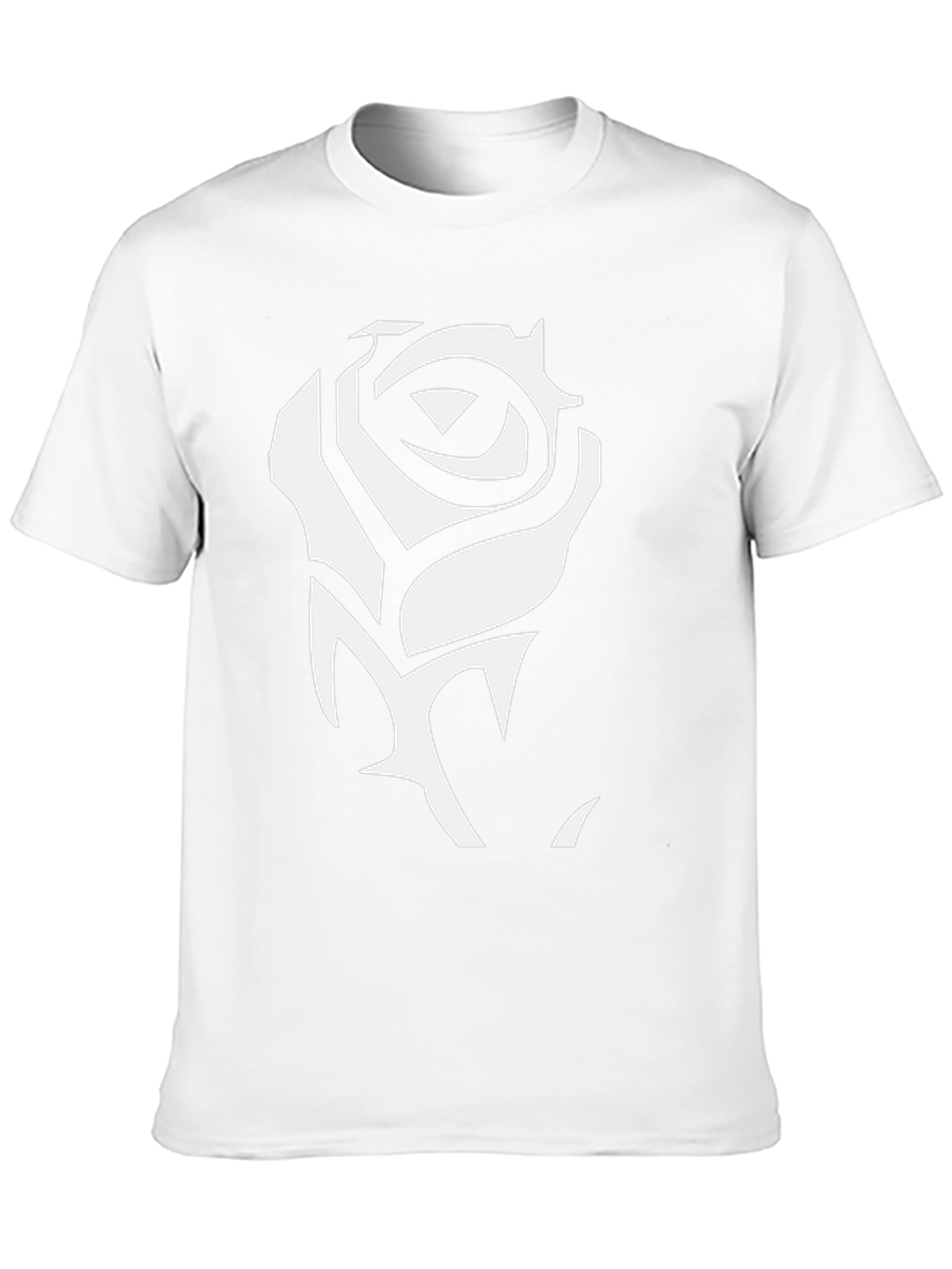 Black T-Shirt with White Rose Graphic