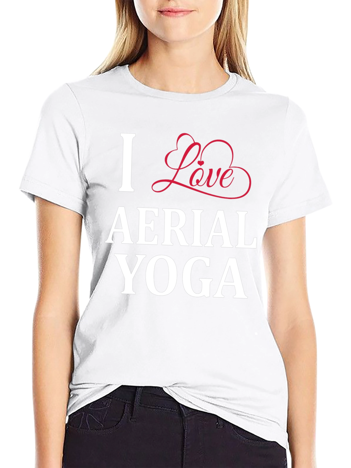 I Love Aerial Yoga T-Shirt - Black Cotton Tee