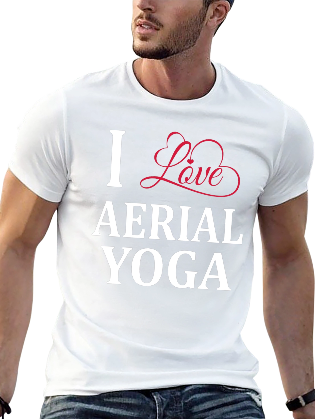 I Love Aerial Yoga T-Shirt - Black Cotton Tee