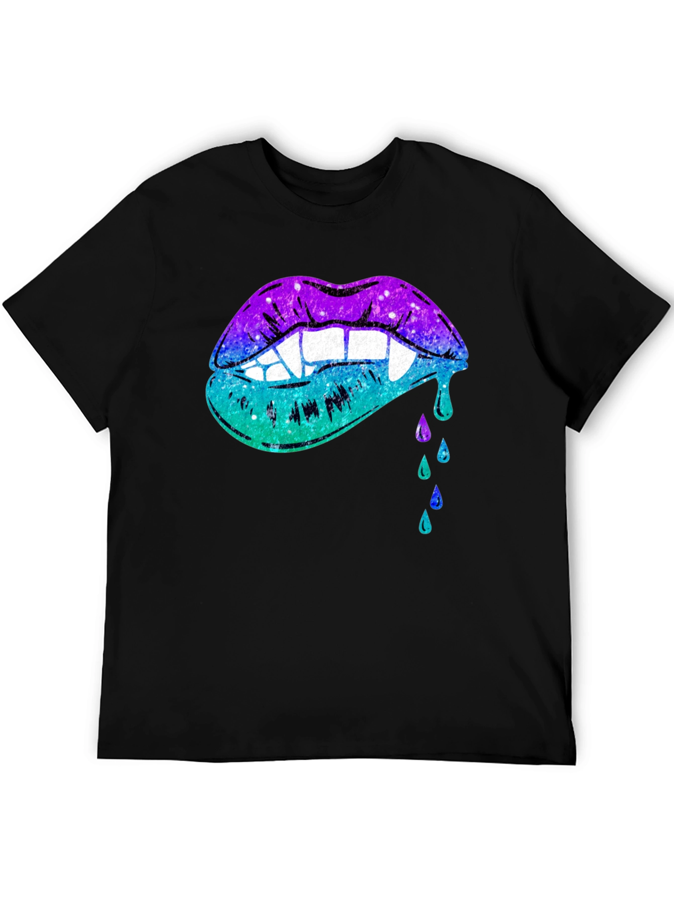 Galaxy Vampire Lips Black T-Shirt