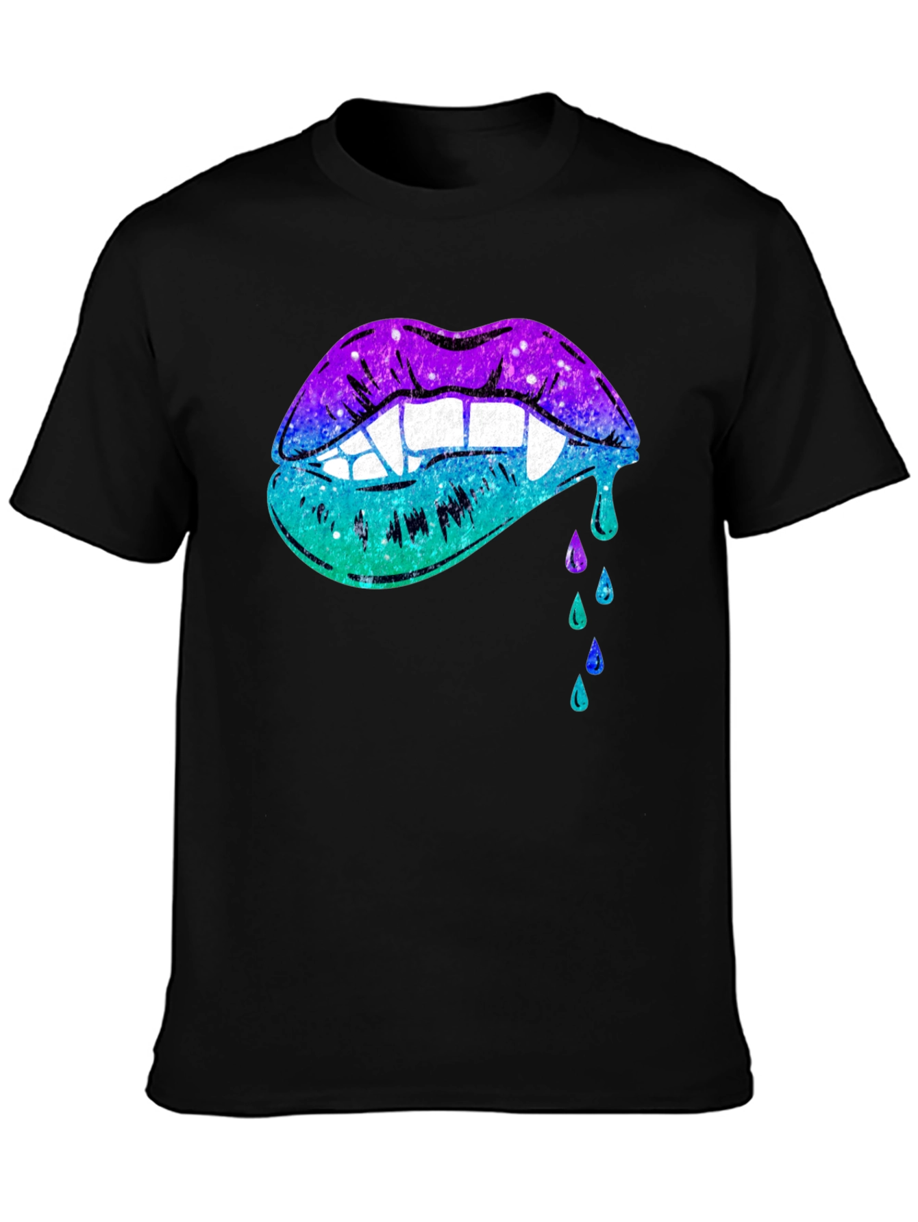 Galaxy Vampire Lips Black T-Shirt