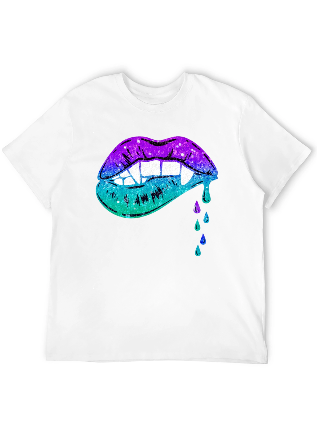 Galaxy Vampire Lips Black T-Shirt