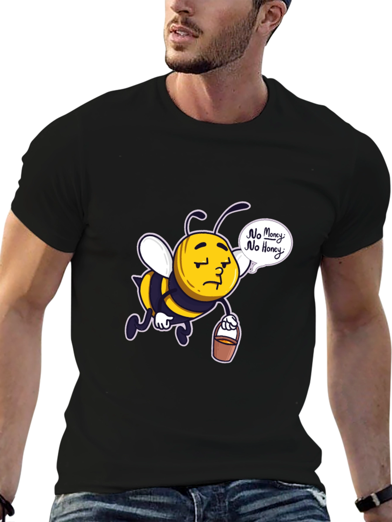Sad Bee No Money No Honey Black T-Shirt