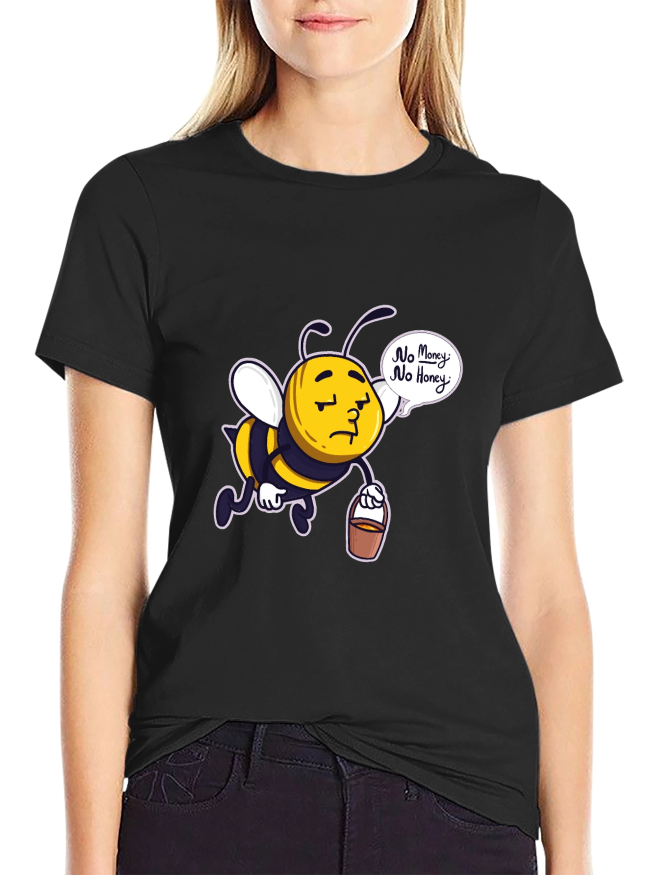 Sad Bee No Money No Honey Black T-Shirt
