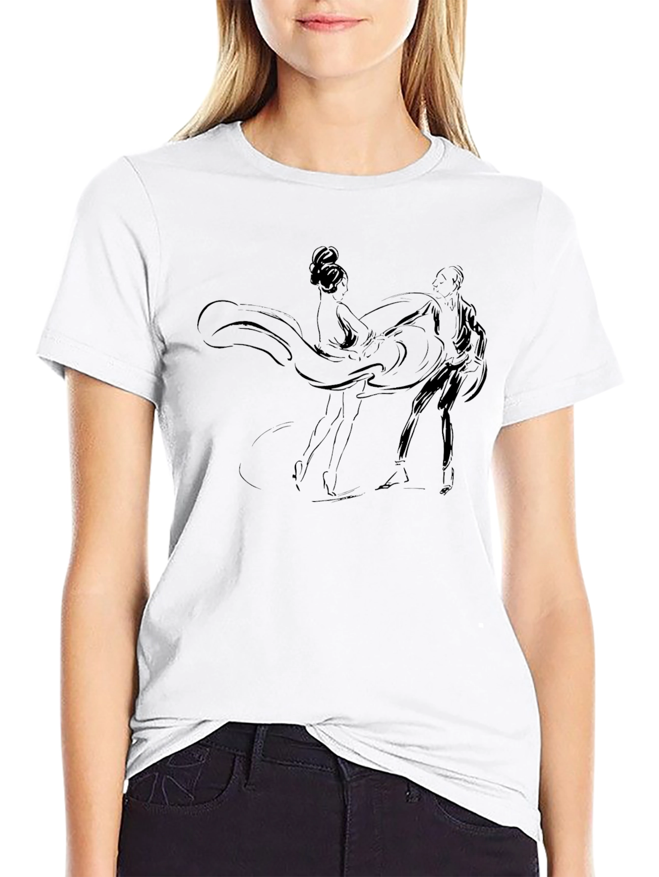Elegant Dance Graphic Black T-Shirt
