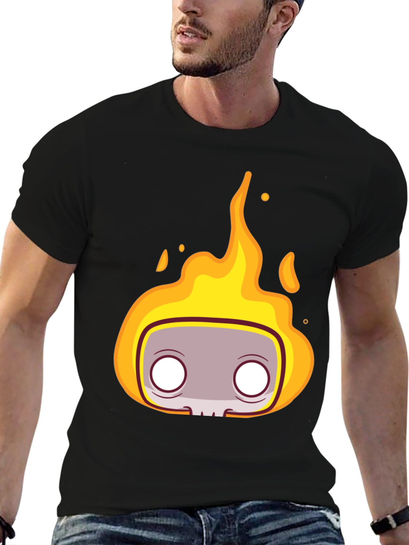 Fiery Skull Head T-Shirt - Bold Graphic Tee