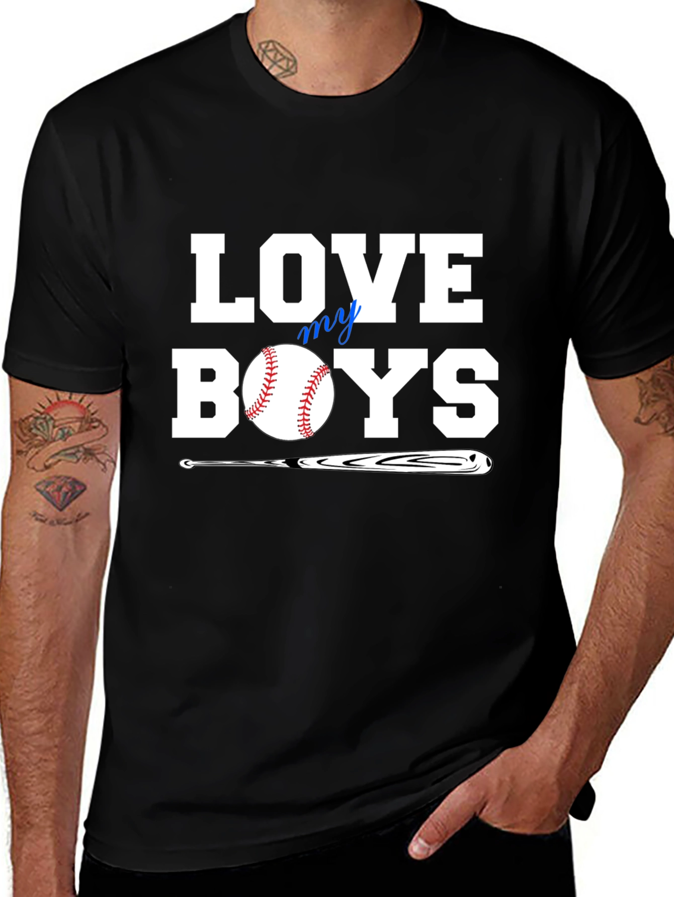 Love My Boys Baseball Graphic T-Shirt
