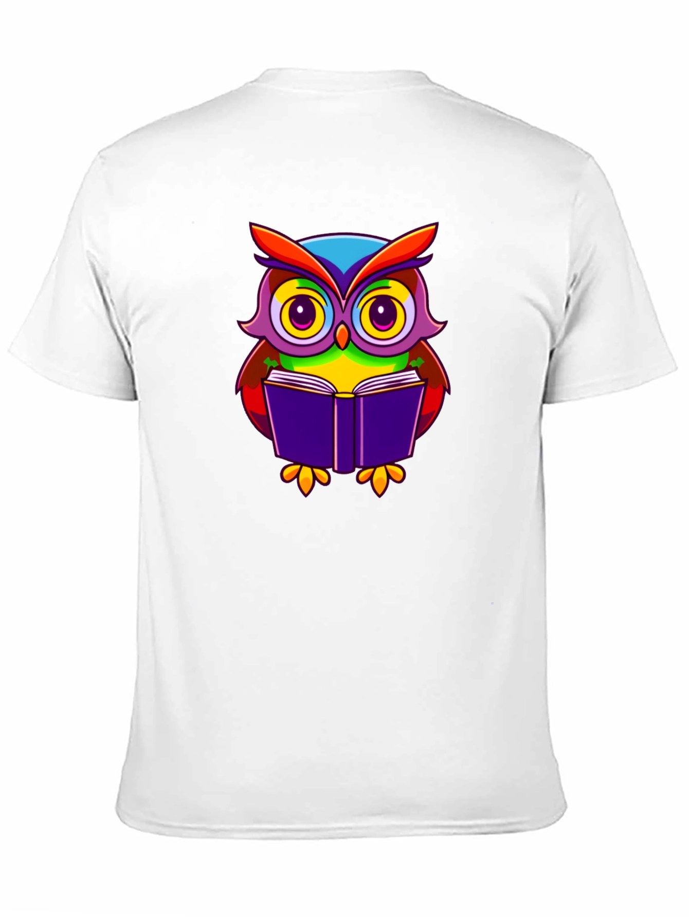 Owl Reading Book Graphic T-Shirt - Black Cotton Tee