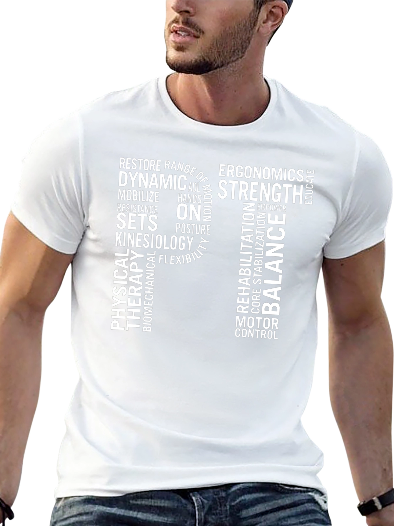 Physical Therapy Word Cloud T-Shirt - Black