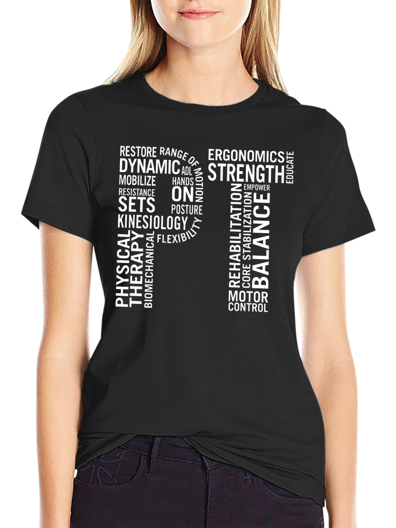 Physical Therapy Word Cloud T-Shirt - Black
